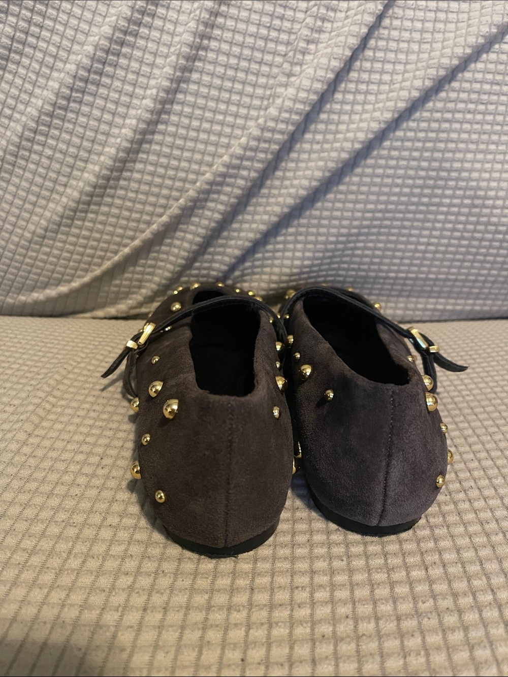 Zara women’s Dark Brown Mary Jane Flats with Gold Studs size 40 /9 us - Picture 3 of 7